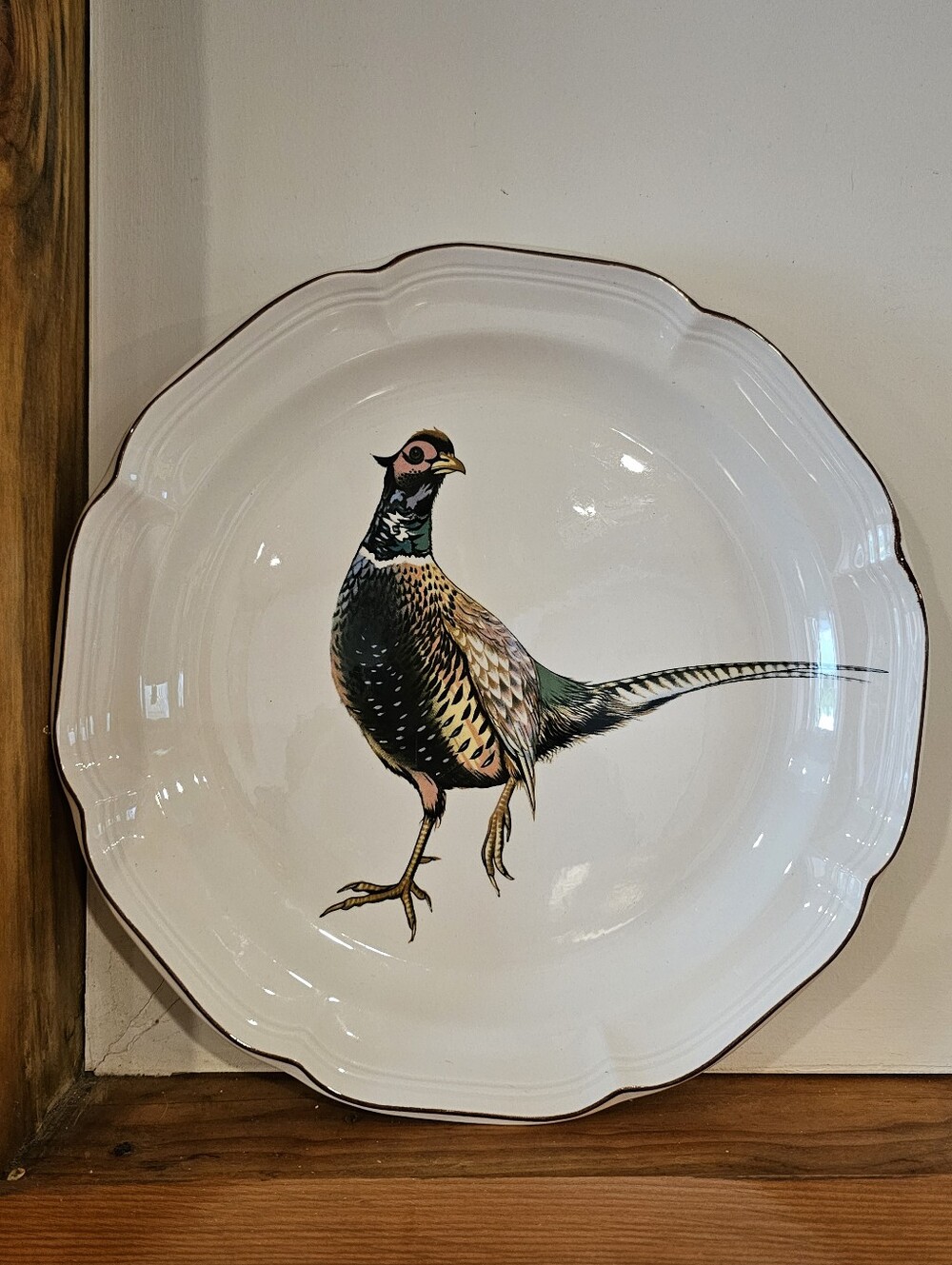 Vintage Stanhome Exclusive Hand Crafted 12" Pheasant Platter Chop Plate, Scallop